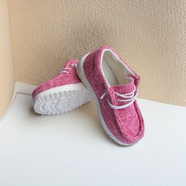 Girl's Solid Breathable Loafer Shoes, Comfy Non Slip Casual Sneakers