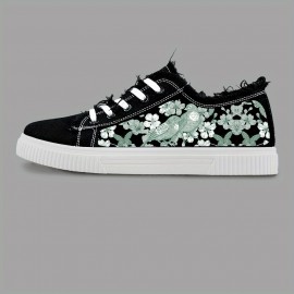 Sakura Pattern Low Top Skateboard Shoes, Comfy Non Slip Lace Up Rubber Sole Canvas Sneakers, Men's Footwear