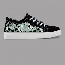 Sakura Pattern Low Top Skateboard Shoes, Comfy Non Slip Lace Up Rubber Sole Canvas Sneakers, Men's Footwear