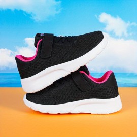 Boys Girls Knitted Hook And Loop Comfy Casual Shoes, Breathable Non-Slip Sneakers, Kid's Footwear