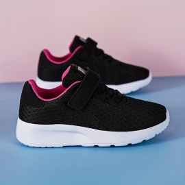 Boys Girls Knitted Hook And Loop Comfy Casual Shoes, Breathable Non-Slip Sneakers, Kid's Footwear