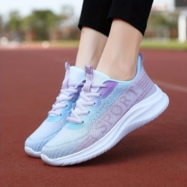 Casual Breathable Mesh Sneakers For Girls Teenager, Comfortable Anti Slip Lace Up Low Top Sneakers For Outdoor Running Walking Hiking, All Seasons