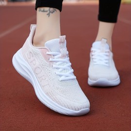 Casual Breathable Mesh Sneakers For Girls Teenager, Comfortable Anti Slip Lace Up Low Top Sneakers For Outdoor Running Walking Hiking, All Seasons