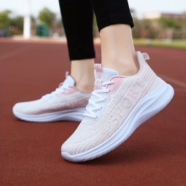 Casual Breathable Mesh Sneakers For Girls Teenager, Comfortable Anti Slip Lace Up Low Top Sneakers For Outdoor Running Walking Hiking, All Seasons