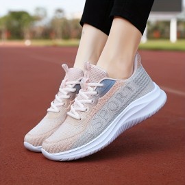 Casual Breathable Mesh Sneakers For Girls Teenager, Comfortable Anti Slip Lace Up Low Top Sneakers For Outdoor Running Walking Hiking, All Seasons