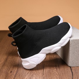 Casual Breathable Woven Sneakers For Girls Kids Teenager, Lightweight Anti Slip High Top Slip On Sneakers For Indoor Outdoor, All Seasons