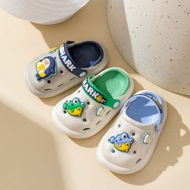 Unisex Kid's Breathable Hollow Out Clogs With Adorable Charms, Arch Support Soft Sole Casual Slippers For Boy's & Girl's Outdoor Activities