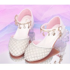 Trendy Elegant Rhinestone High Heel Shoes For Girls, Lightweight Breathable Non Slip Dress Shoes For Performance Party, Spring And Autumn