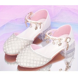 Trendy Elegant Rhinestone High Heel Shoes For Girls, Lightweight Breathable Non Slip Dress Shoes For Performance Party, Spring And Autumn