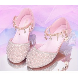 Trendy Elegant Rhinestone High Heel Shoes For Girls, Lightweight Breathable Non Slip Dress Shoes For Performance Party, Spring And Autumn