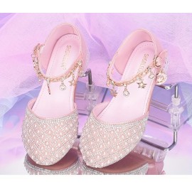 Trendy Elegant Rhinestone High Heel Shoes For Girls, Lightweight Breathable Non Slip Dress Shoes For Performance Party, Spring And Autumn