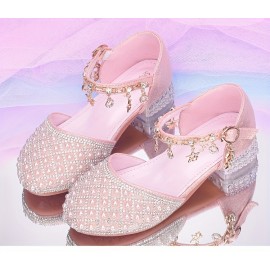 Trendy Elegant Rhinestone High Heel Shoes For Girls, Lightweight Breathable Non Slip Dress Shoes For Performance Party, Spring And Autumn