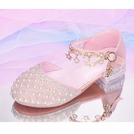 Trendy Elegant Rhinestone High Heel Shoes For Girls, Lightweight Breathable Non Slip Dress Shoes For Performance Party, Spring And Autumn