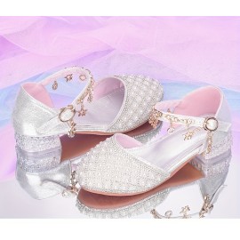 Trendy Elegant Rhinestone High Heel Shoes For Girls, Lightweight Breathable Non Slip Dress Shoes For Performance Party, Spring And Autumn