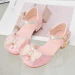 Trendy Elegant Bowknot Rhinestone High Heel Shoes For Girls, Lightweight Non Slip Dress Shoes For Performance Party, All Seasons