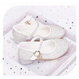 Trendy Elegant Shiny High Heel Shoes For Girls, Lightweight Non Slip Soft Bottom Dress Shoes For Performance Party, All Seasons