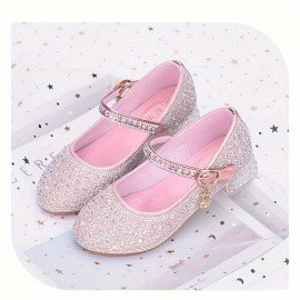 Trendy Elegant Shiny High Heel Shoes For Girls, Lightweight Non Slip Soft Bottom Dress Shoes For Performance Party, All Seasons