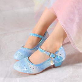 Trendy Cute Shiny Sequin High Heel Shoes For Girls, Lightweight Non-slip Dress Shoes For Performance Party