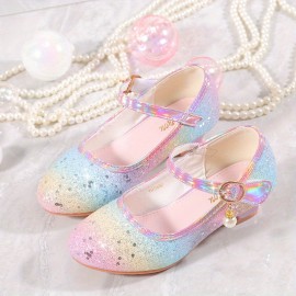 Trendy Cute Shiny Sequin High Heel Shoes For Girls, Lightweight Non-slip Dress Shoes For Performance Party