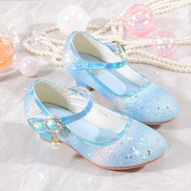 Trendy Cute Shiny Sequin High Heel Shoes For Girls, Lightweight Non-slip Dress Shoes For Performance Party