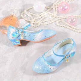 Trendy Cute Shiny Sequin High Heel Shoes For Girls, Lightweight Non-slip Dress Shoes For Performance Party