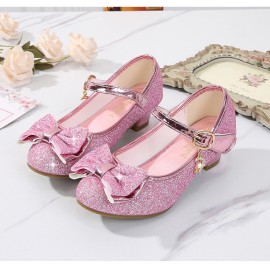 Girl's Low Heel Shoes, Bow Decoration Princess Dress Shoes For Party, Spring And Summer