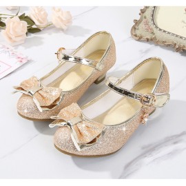 Girl's Low Heel Shoes, Bow Decoration Princess Dress Shoes For Party, Spring And Summer