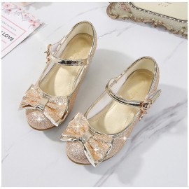 Girl's Low Heel Shoes, Bow Decoration Princess Dress Shoes For Party, Spring And Summer