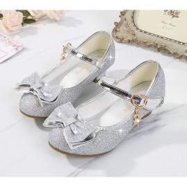 Girl's Low Heel Shoes, Bow Decoration Princess Dress Shoes For Party, Spring And Summer