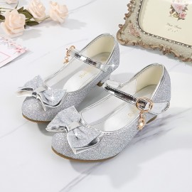 Girl's Low Heel Shoes, Bow Decoration Princess Dress Shoes For Party, Spring And Summer