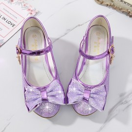 Girl's Low Heel Shoes, Bow Decoration Princess Dress Shoes For Party, Spring And Summer