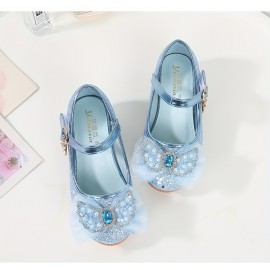 Trendy Cute Bowknot Sequin High Heel Shoes For Girls, Lightweight Non Slip Soft Bottom Dress Shoes For Vacation Performance Party, Spring And Autumn