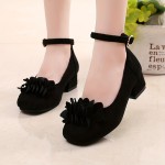 Girls Classic Round Toe Heeled Princess Shoes For Wedding Party