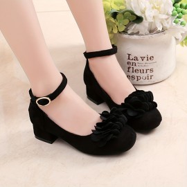 Girls Classic Round Toe Heeled Princess Shoes For Wedding Party