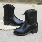 Vintage Solid Color Boots With Zipper For Girls, Lightweight Non Slip Boots For Indoor Outdoor Travel, Spring And Autumn