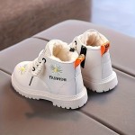 JIAGEYA Trendy Embroidered Flower Comfortable Boots For Girls, Soft Warm Plus Fleece Boots For Indoor Outdoor Walking, Autumn And Winter