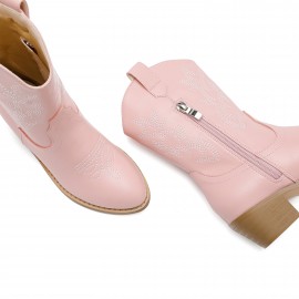 Casual Cool Cowgirl Boots With Zipper For Girls, Comfortable Non-slip Boots For Party Travel, All Seasons