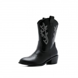 Casual Cool Cowgirl Boots With Zipper For Girls, Comfortable Non-slip Boots For Party Travel, All Seasons