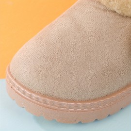 Cute Plush Ball Comfortable Boots For Girls, Soft Warm Plus Fleece Boots For Indoor Walking, Wear-resistant Non-slip Winter Boots