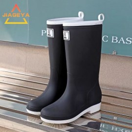 JIAGEYA Solid Knee High Rain Boots, Comfy Non Slip Puncture Proof Shoes