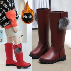 JIAGEYA Girl's Knee High Boots, Comfy Casual Thermal Platform Shoes For Kids Outdoor Activities