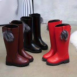 JIAGEYA Girl's Knee High Boots, Comfy Casual Thermal Platform Shoes For Kids Outdoor Activities