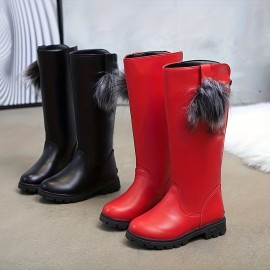 JIAGEYA Girl's Knee High Boots, Comfy Casual Thermal Platform Shoes For Kids Outdoor Activities