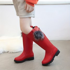 JIAGEYA Girl's Knee High Boots, Comfy Casual Thermal Platform Shoes For Kids Outdoor Activities