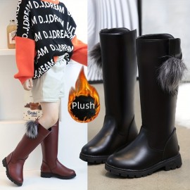 JIAGEYA Girl's Knee High Boots, Comfy Casual Thermal Platform Shoes For Kids Outdoor Activities