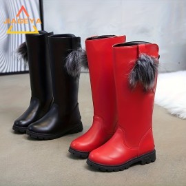 JIAGEYA Girl's Knee High Boots, Comfy Casual Thermal Platform Shoes For Kids Outdoor Activities