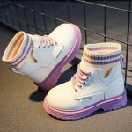 Cute Ankle-high Lace Up Boots For Girls Kids, Comfortable Non Slip Boots For Indoor Outdoor Travel, Autumn And Winter