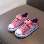 Girls Lightweight Comfortable Sneakers With Hook And Loop Fastener, Trendy Mixed Color Sequins Walking Shoes For Outdoor Party Travel, Spring And Summer