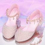 Trendy Elegant Rhinestone High Heel Shoes For Girls, Lightweight Breathable Non Slip Dress Shoes For Performance Party, Spring And Autumn