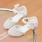 Trendy Elegant Pearl High Heel Shoes For Girls, Lightweight Non Slip Soft Bottom Dress Shoes For Performance Party, Spring And Fall